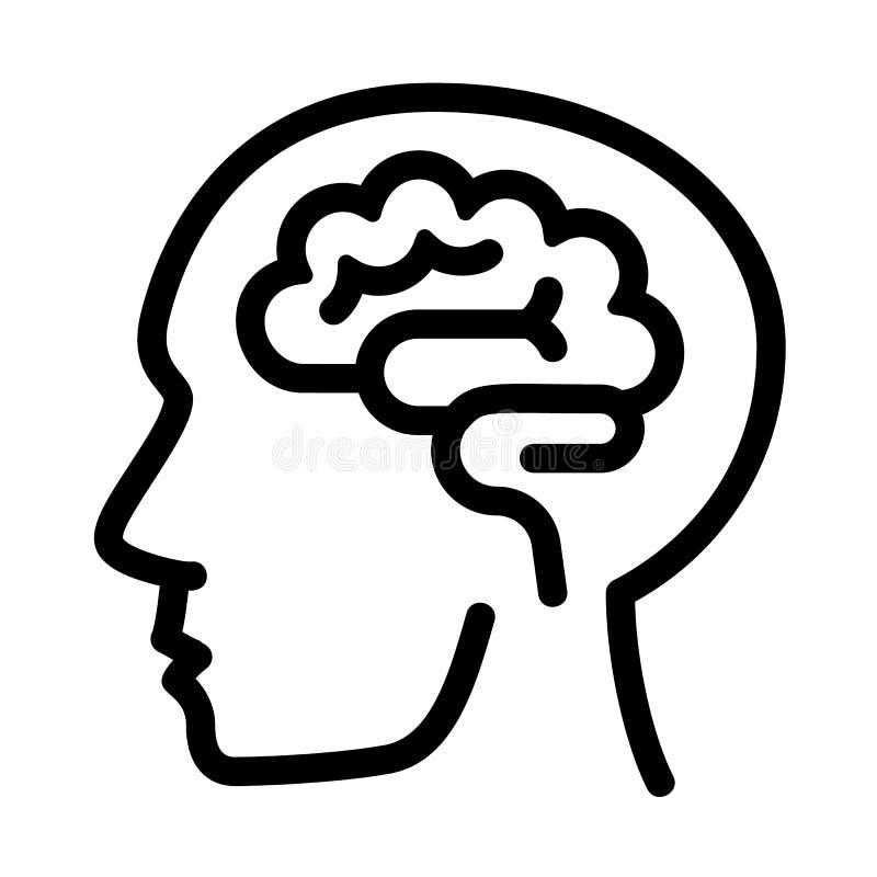 O ser humano pensa o ícone do cérebro, estilo do esboço