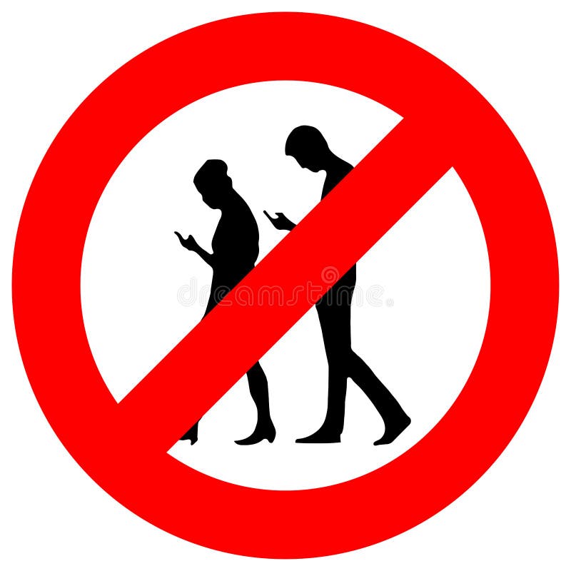 O sinal não é permitido aos povos com telefone celular ilustração do vetor O sinal não é permitido aos povos com telefone celular ilustração do vetor