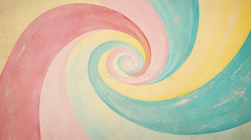 O spirală abstractă colorată în nuanțe pastelate de galben roz și verde crează un stil artistic dinamic și vibrant stock photography