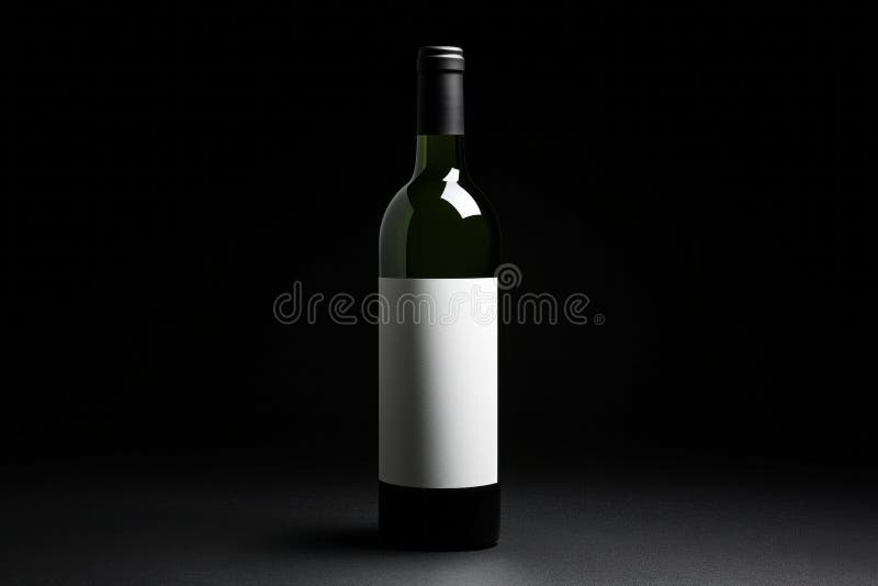 O sticlă de vin rafinată cu o etichetă goală minimalistă, un mockup pentru publicitatea vinului royalty free illustration