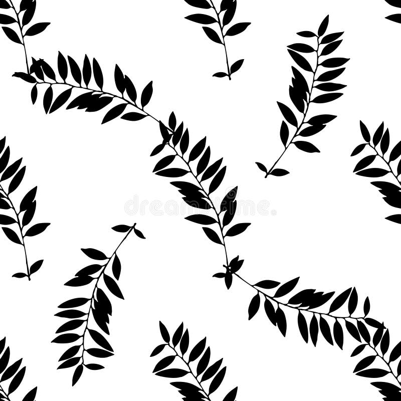 O sumário preto e branco sae silhueta do teste padrão sem emenda ilustração do vetor O sumário preto e branco sae silhueta do teste padrão sem emenda ilustração do vetor