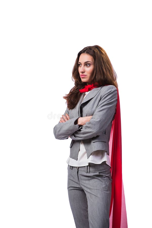 O superwoman novo isolado no branco imagem de stock O superwoman novo isolado no branco imagem de stock