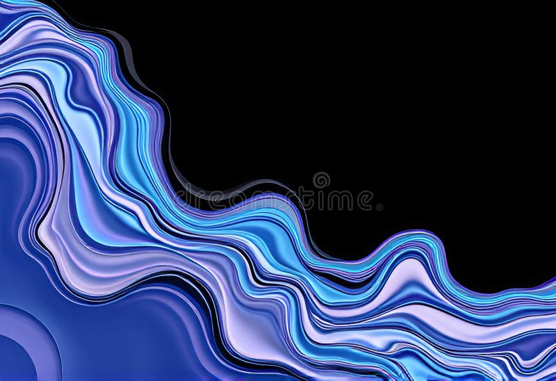 O tapet abstract cu unde holografice lichide și nuanțe de albastru pe fond negru vector illustration