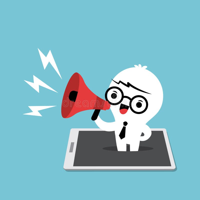 O telefone esperto do conceito móvel do mercado com estala acima o homem de negócio ilustração royalty free O telefone esperto do conceito móvel do mercado com estala acima o homem de negócio ilustração royalty free