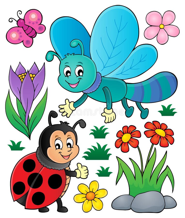 O tema da natureza da mola ajustou 1 ilustração stock O tema da natureza da mola ajustou 1 ilustração stock