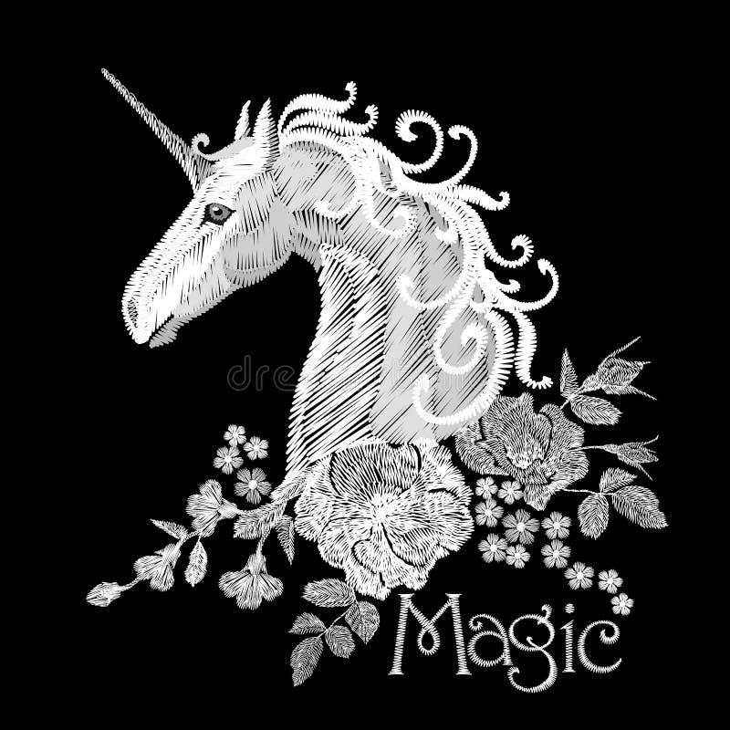 O teste padrão floral branco do bordado com rosas de cão e esquece-me não flores Vetor do sonho do conto de fadas da fantasia do ilustração stock O teste padrão floral branco do bordado com rosas de cão e esquece-me não flores Vetor do sonho do conto de fadas da fantasia do ilustração stock