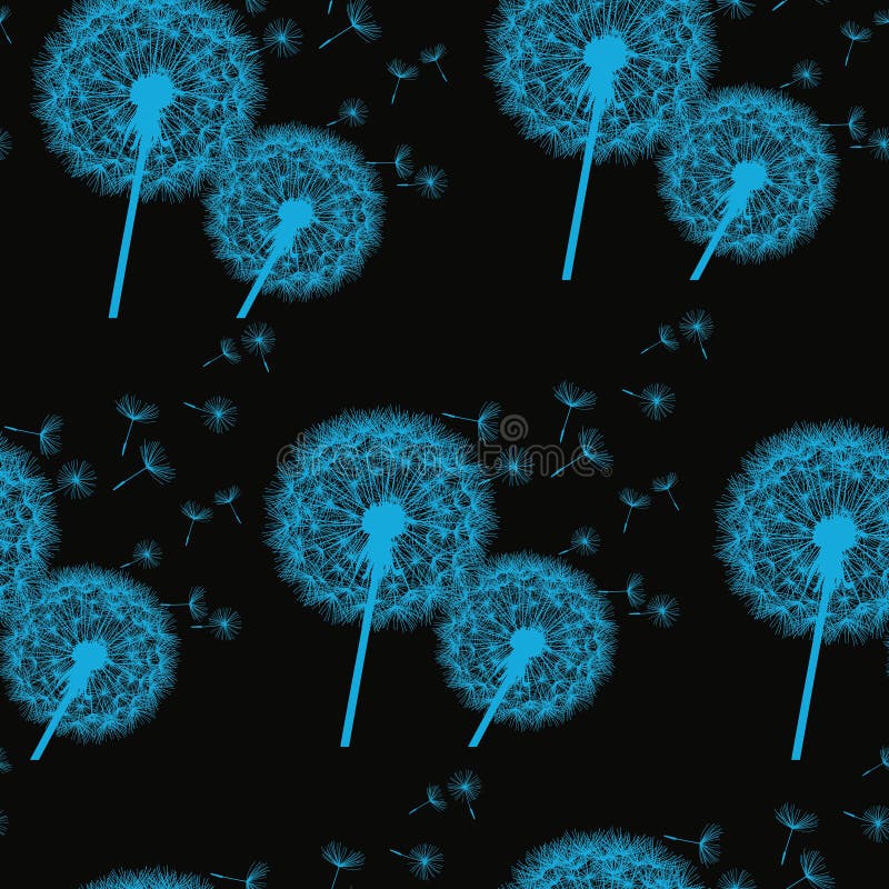 O teste padrão sem emenda com azul floresce dentes-de-leão ilustração royalty free O teste padrão sem emenda com azul floresce dentes-de-leão ilustração royalty free