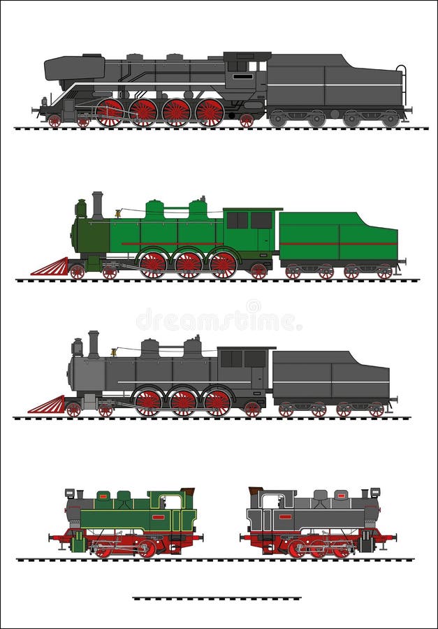 Jogo do trem do vintage ilustração stock. Ilustração de verde - 36048526