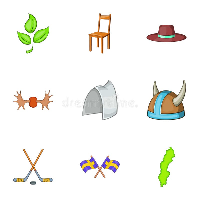 Download O Turismo Em ícones Da Suécia Ajustou-se, Estilo Dos Desenhos Animados Ilustração do Vetor - Ilustração de cadeira, objeto: 80102353