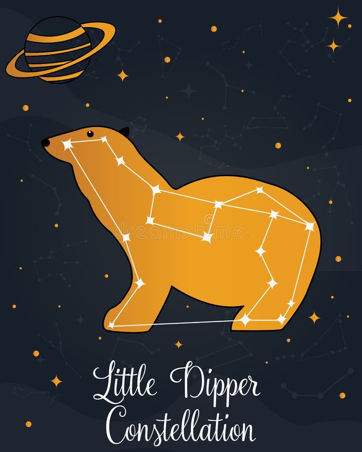 O Ursa Menor da constelação protagoniza no céu noturno ilustração royalty free O Ursa Menor da constelação protagoniza no céu noturno ilustração royalty free