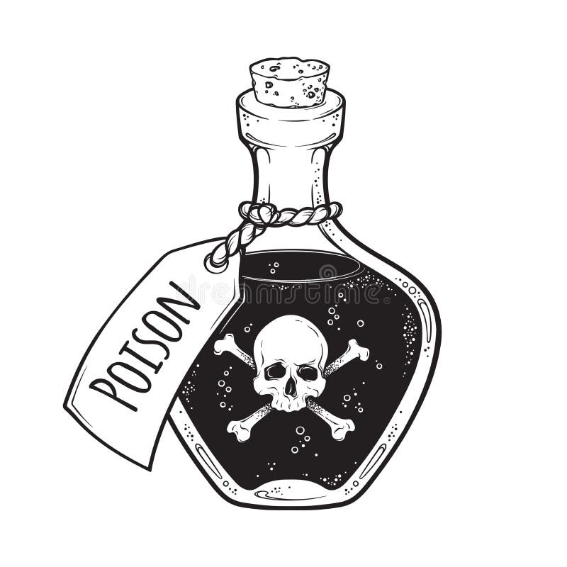 O veneno na linha arte e ponto da garrafa trabalha a ilustração tirada mão do vetor Tatuagem instantânea da etiqueta, do remendo, ilustração royalty free O veneno na linha arte e ponto da garrafa trabalha a ilustração tirada mão do vetor Tatuagem instantânea da etiqueta, do remendo, ilustração royalty free