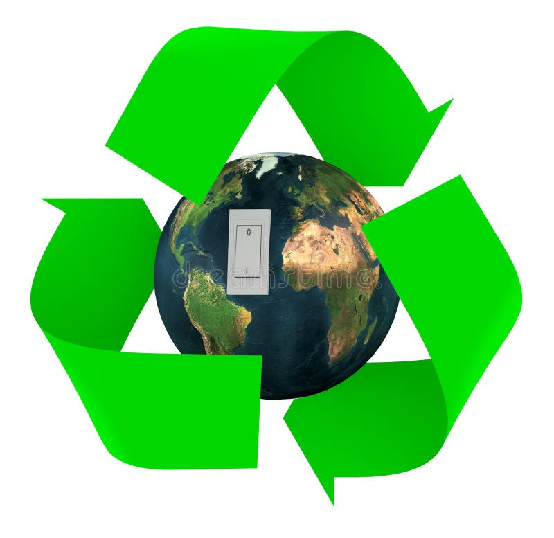 o verde recicla o símbolo com interior e interruptor da terra ilustração royalty free o verde recicla o símbolo com interior e interruptor da terra ilustração royalty free