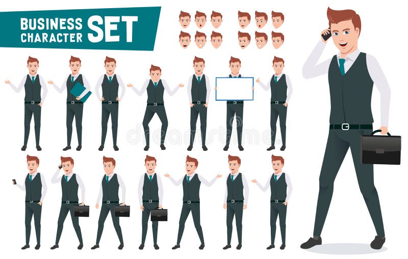 O vetor dos caráteres do negócio ajustou-se com vestuário vestindo do escritório do homem de negócios ilustração royalty free O vetor dos caráteres do negócio ajustou-se com vestuário vestindo do escritório do homem de negócios ilustração royalty free