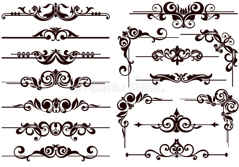 O vetor ornaments quadros, cantos, beiras ilustração do vetor O vetor ornaments quadros, cantos, beiras ilustração do vetor