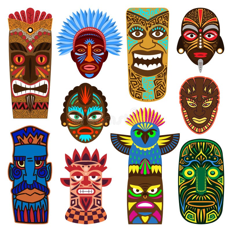 O vetor tribal da máscara que mascara o grupo étnico da ilustração da máscara da cara da cultura e do asteca de aborígene tradici ilustração royalty free O vetor tribal da máscara que mascara o grupo étnico da ilustração da máscara da cara da cultura e do asteca de aborígene tradici ilustração royalty free