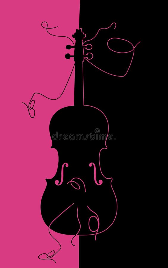 O vioară cu șiruri rupte este văzută într-o ilustrație interesantă. vector illustration