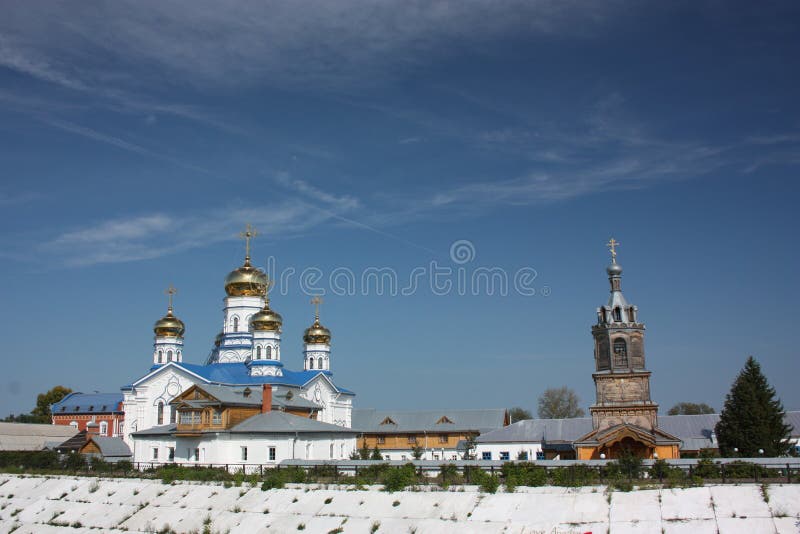 O Virgin do monastério de Tikhvin. Panorama. foto de stock O Virgin do monastério de Tikhvin. Panorama. foto de stock