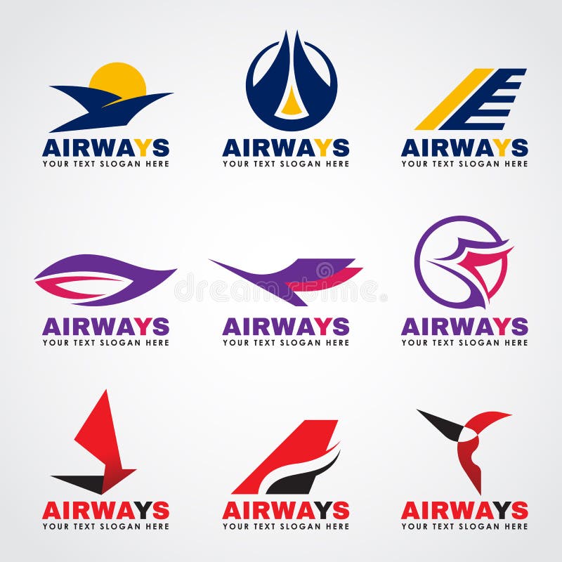 O voo do pássaro e do avião do logotipo da via aérea vector a cenografia ilustração royalty free O voo do pássaro e do avião do logotipo da via aérea vector a cenografia ilustração royalty free