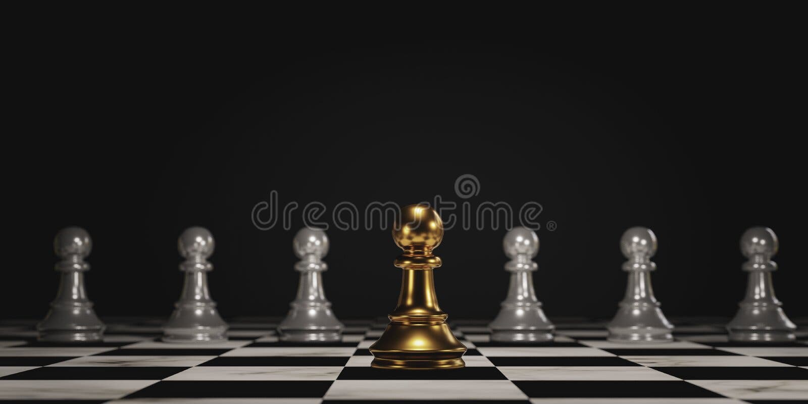 encontro de xadrez de peão dourado com inimigo de xadrez de peão preto em  fundo escuro para ideia de estratégia e conceito futurista 7126274 Foto de  stock no Vecteezy