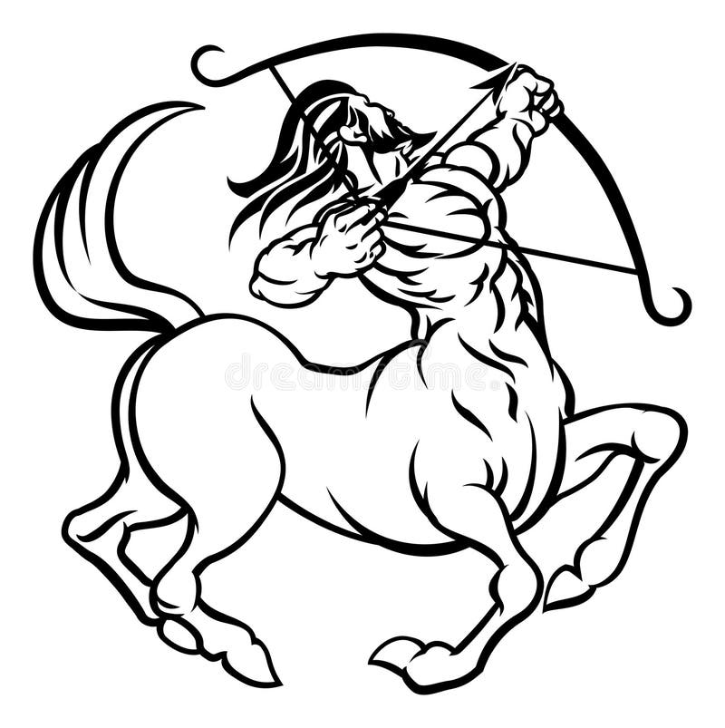 A circular Sagittarius archer centaur horoscope astrology zodiac sign icon. A circular Sagittarius archer centaur horoscope astrology zodiac sign icon