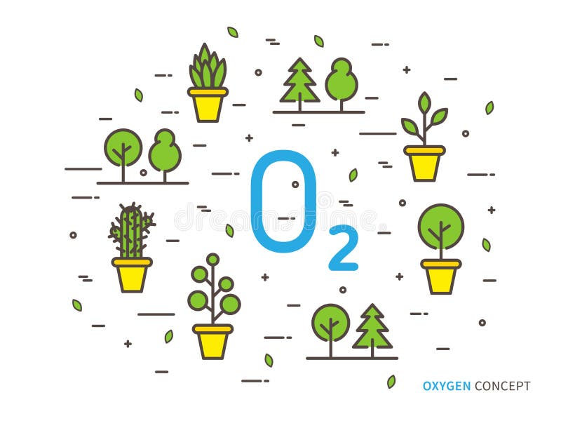 O2 zuurstof lineaire vectorillustratie stock illustratie O2 zuurstof lineaire vectorillustratie stock illustratie