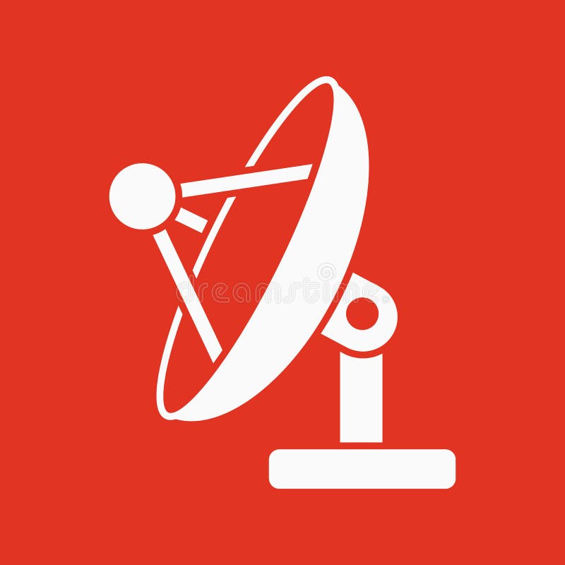 O ícone da antena satélite Comunique-se e transmita-se, símbolo das telecomunicações liso ilustração stock O ícone da antena satélite Comunique-se e transmita-se, símbolo das telecomunicações liso ilustração stock