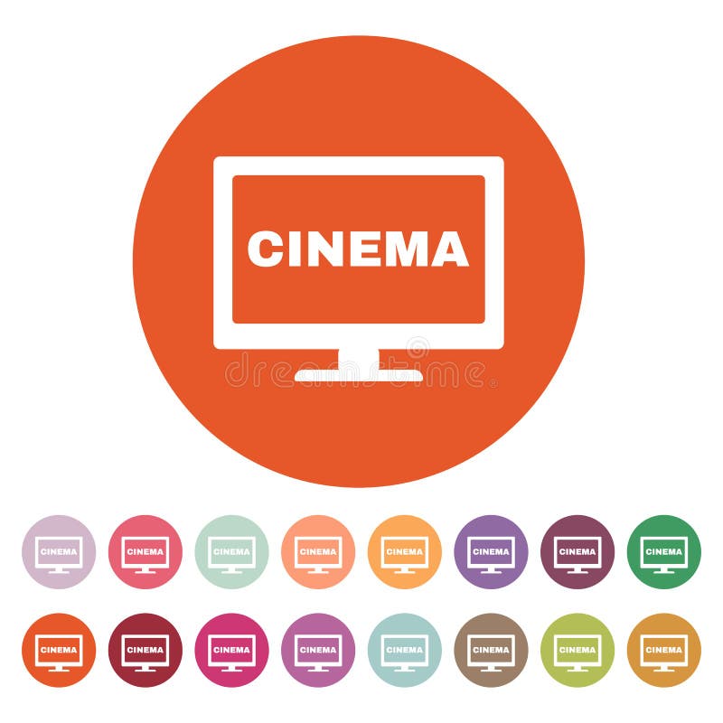 O ícone do cinema Televisão e tevê, filme, símbolo do filme liso ilustração do vetor O ícone do cinema Televisão e tevê, filme, símbolo do filme liso ilustração do vetor