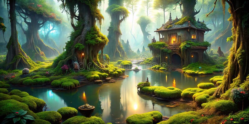 O înfiorătoare mlaștină Hideout Battlemap pentru Dungeons Dragons Adventures Artă digitală detaliată pentru luptă strategică și vector illustration