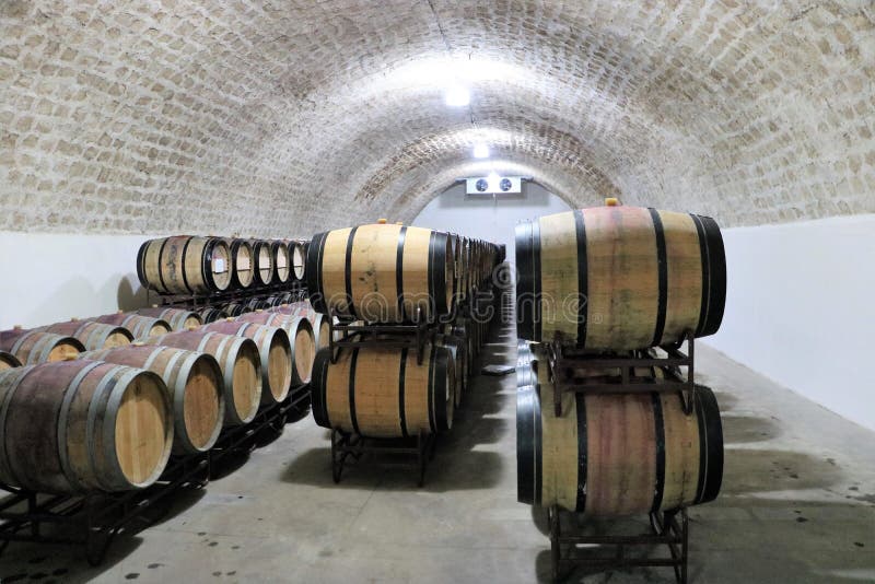 Barrels with wine in Purcari, Moldova