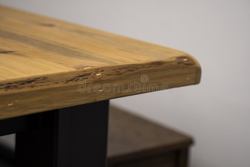 Oak Kitchen Worktop with Special Thickness on Kitchen Table. Stock