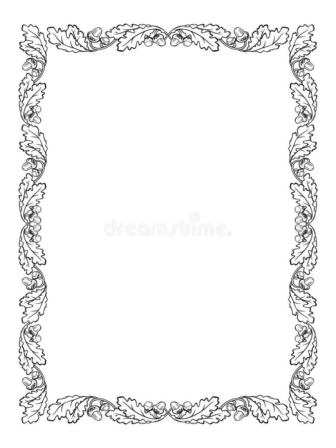 Oak leaf frame black silhouette