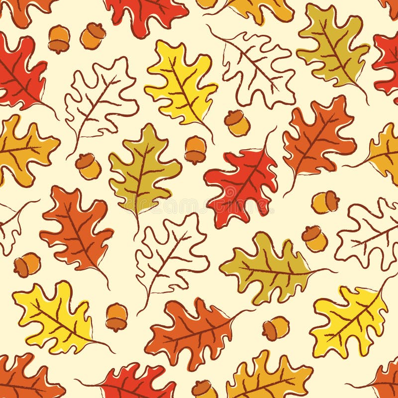 Oak leaves seamless pattern.