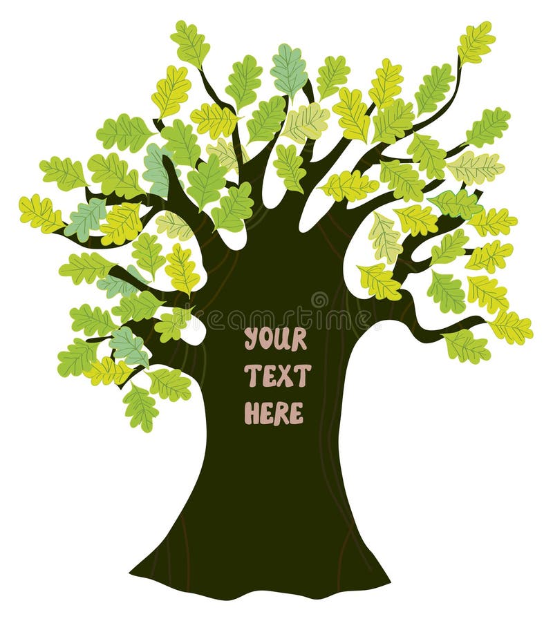 Oak tree - frame for text illustration funny stock illustration