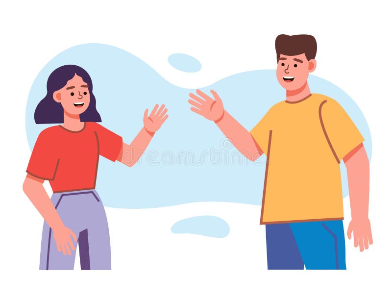 Oameni salut. bărbații în haine obișnuite spun salut. stock illustration