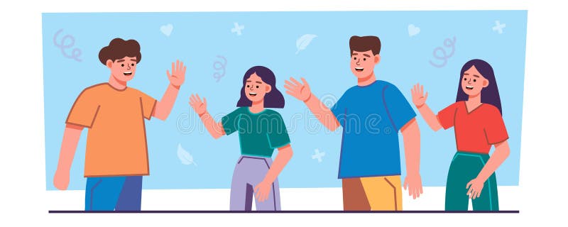Oameni salut. bărbații în haine obișnuite spun salut. vector illustration
