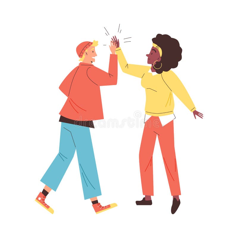 Oamenii se întâmpină reciproc cu ilustrarea vectorului plat de întâmpinare informală izolată. royalty free illustration
