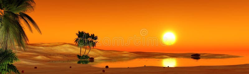 Oasis in the sandy desert royalty free stock images