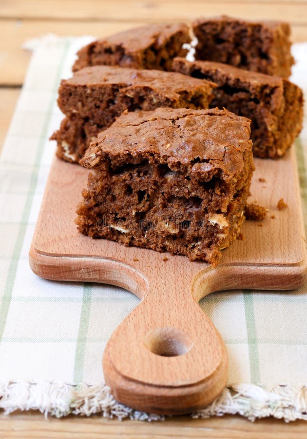 Oat and chocolate cake stock photo. Image of knife, baked 31392738