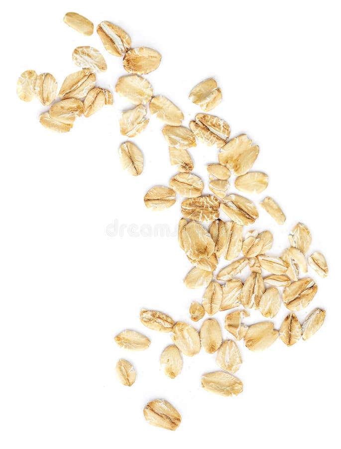 Oat flakes isolated on white background. Oatmeal collection Top view