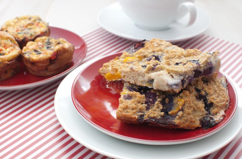 Oat squares and egg muffins for breakfast