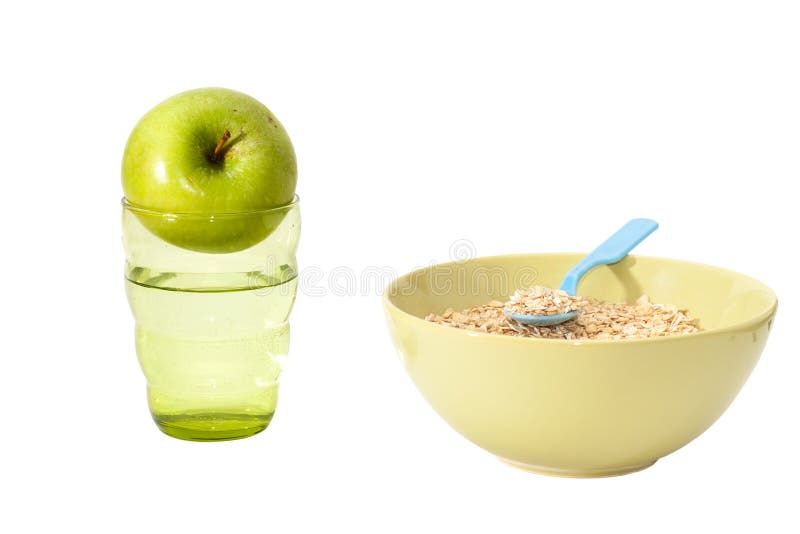 Oatmeal, apple, water stock image. Image of cooked, muesli 35861253