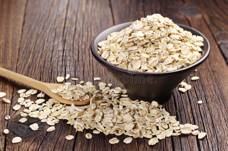 Oatmeal in bowl and near stock photo. Image of grain - 46828528