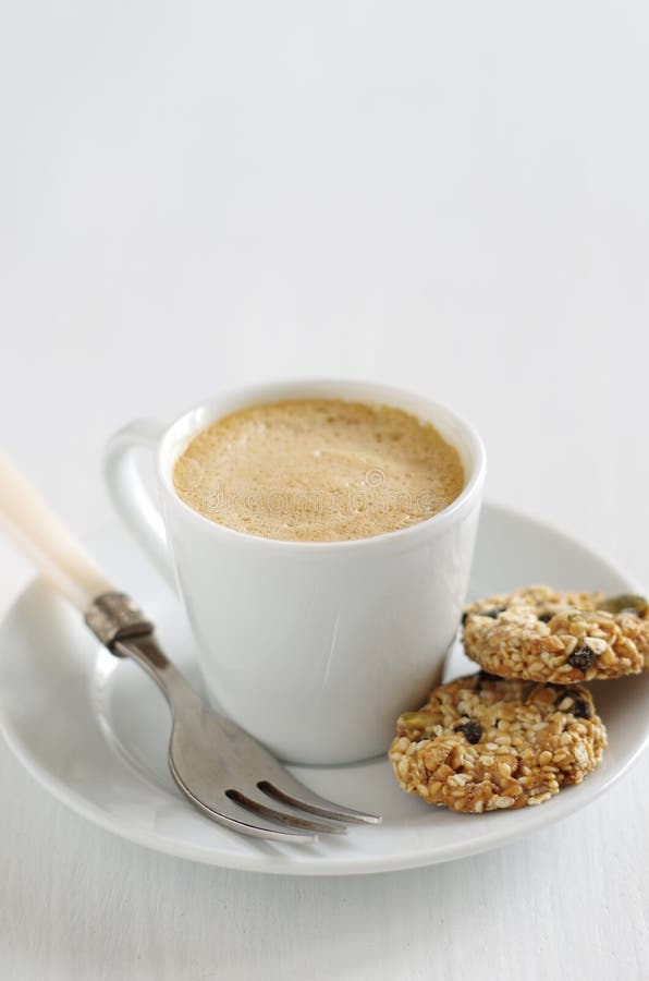 Oatmeal cookie with coffee stock image. Image of candy 66578645