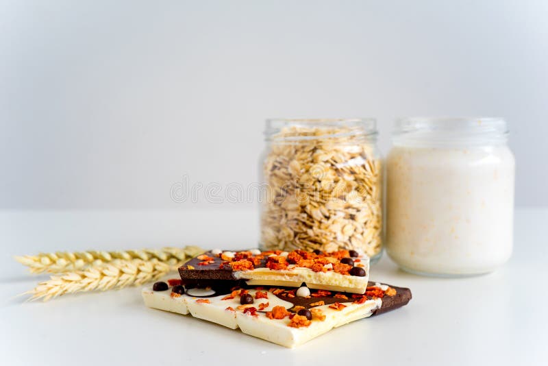 Oatmeal cookies with milk stock image. Image of background 104868945