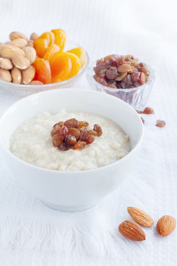 Oatmeal with dried fruit stock photo. Image of cereal 33822346