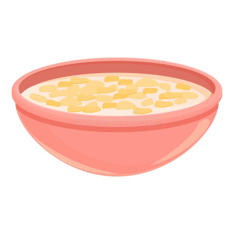 Oatmeal Icon Cartoon Vector. Milk Bowl Stock Vector - Illustration of ...