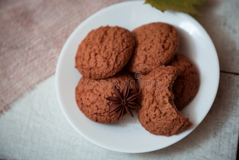 Oats cookies and coffee stock image. Image of round, rustic 82785079