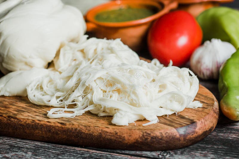 Oaxaca Cheese, Quesillo, Quesadilla Food from Mexico Stock Image