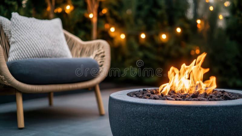 Oază boho din curtea din spate a șantierului boem cu scaune de trestie de foc cu perne texturate cu macrame și cu perdele de peret stock image
