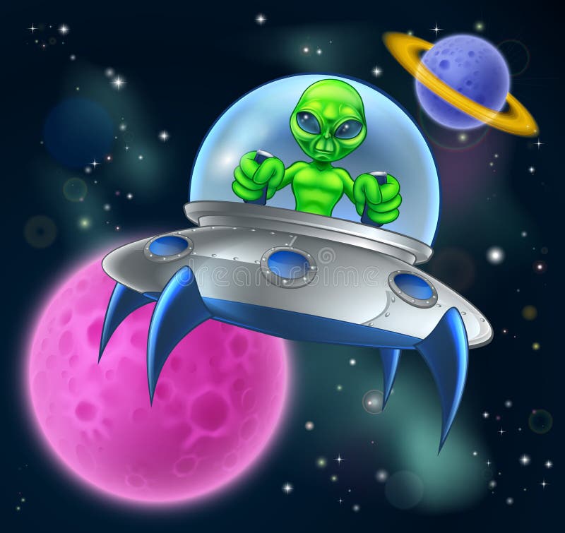 Obcego UFO Latający spodeczek w przestrzeni ilustracji Obcego UFO Latający spodeczek w przestrzeni ilustracji